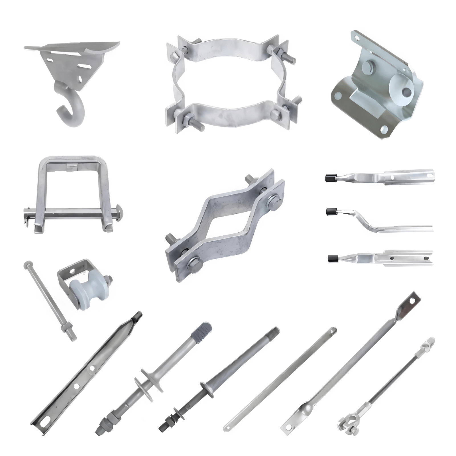 Q Type Galvanized Steel Mid-Span Aerial Drop Cable Suspension Clamp with Hook and Hex Nut – Image 2