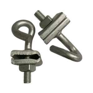 Q Type Galvanized Steel Mid-Span Aerial Drop Cable Suspension Clamp with Hook and Hex Nut