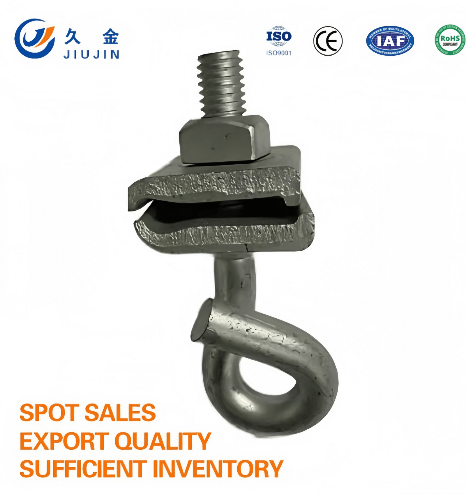 Q Type Galvanized Steel Mid-Span Aerial Drop Cable Suspension Clamp with Hook and Hex Nut – Image 4